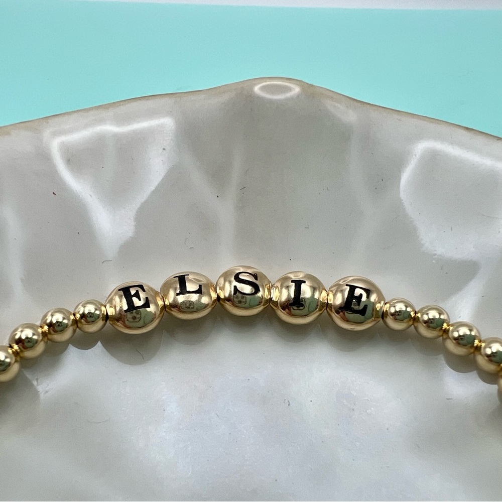 Custom Letter Bracelets with 14k Gold Filled Beads - Set of 3 (2mm, 3mm, 4mm) - Picture 3 of 8